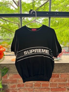 Supreme Black Crewneck with White Graphic Band